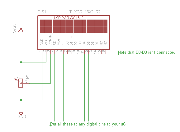 4-Bit hd44780 LCD-Bildschirmtreiber